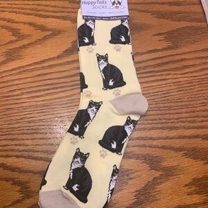 Yellow and Black Cat Design Hosiery